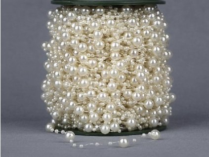DEKORAČNÍ ŘETĚZ PERLIČKY SMETANOVÉ 50cm - Vlasové doplňky 1ks