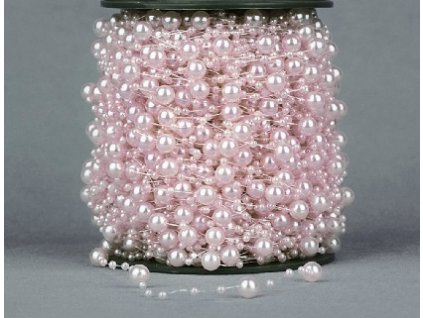 DEKORAČNÍ ŘETĚZ PERLIČKY SVĚTLE RŮŽOVÉ 50cm - Vlasové doplňky 1ks