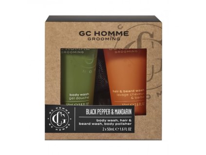 Grace Cole Pánská mini dárková sada do sprchy - Mandarinka, Bergamot & Rozmarýn, 3ks
