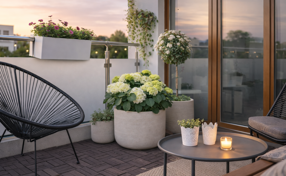 Jak zútulnit balkon pomocí rostlin a květináčů