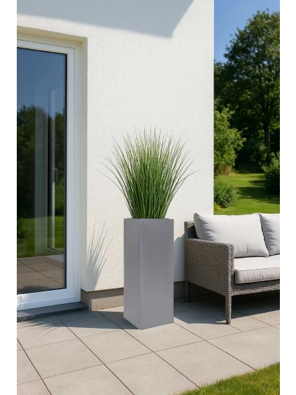 pflanzkuebel zink silber block 24x24x65 ki 4260179348693