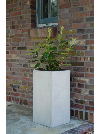 Hranatý květináč BLOCK, sklolaminát, výška 60 cm, beton design