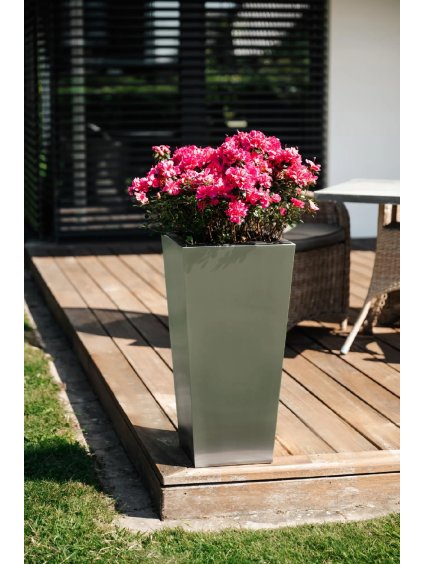 Květináč CLASSIC, výška 70 cm, broušený nerez, stříbrný