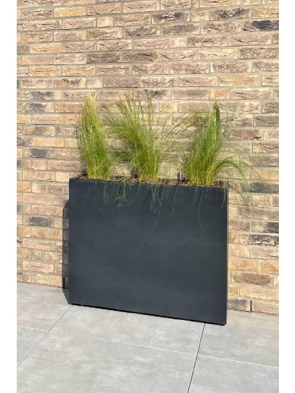Samozavlažovací květináč ELEMENTO, sklolaminát, šířka 88 cm, antracit, na kolečkách