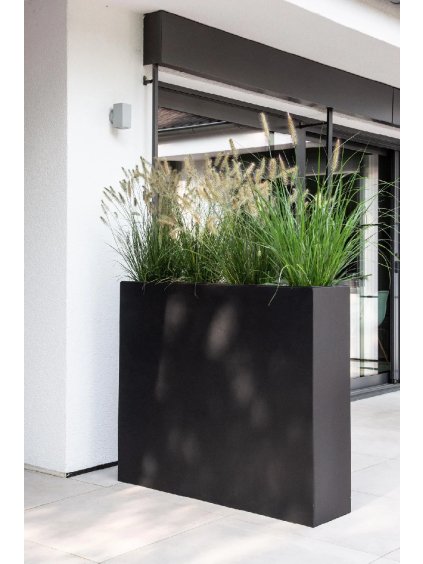 Dělící květináč ELEMENTO, sklolaminát, šířka 117 cm, antracit