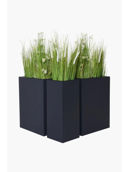 Rohové květináče CORNER, sklolaminát, 75*148 cm, antracit