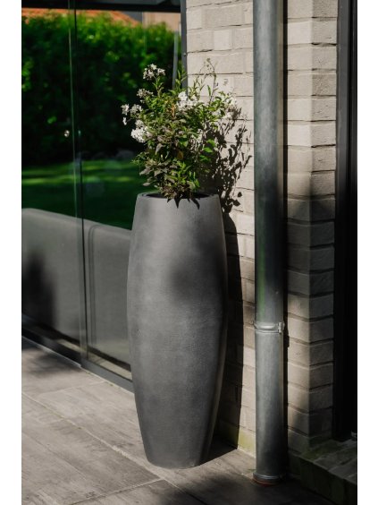Květináč MAGNUM, sklolaminát, výška 100 cm, antracit