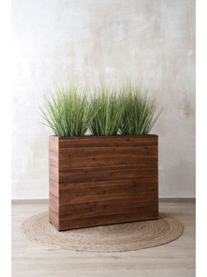 Květináč ELEMENTO, dřevo, šířka 93 cm, s plastovou vložkou, hnědý