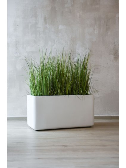 Truhlík MAXI ROUND s kolečky, sklolaminát, šířka 80 cm, bílý mat