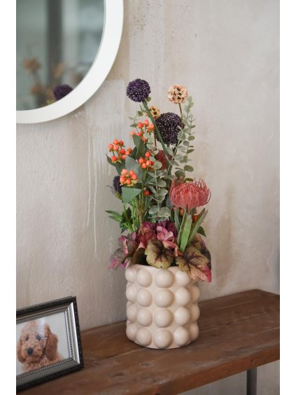 Béžová váza PRECIOSA, plast/keramika, výška 57 cm