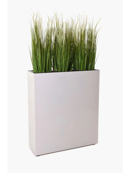 Květináč ELEMENTO, nerezová ocel, šířka 88 cm, krémová bílá, s kolečky