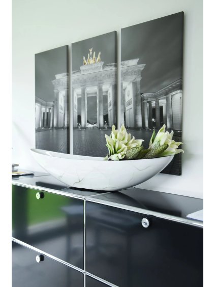 Mísa na květiny ALEXA, sklolaminát, šířka 90 cm, bílý mramor