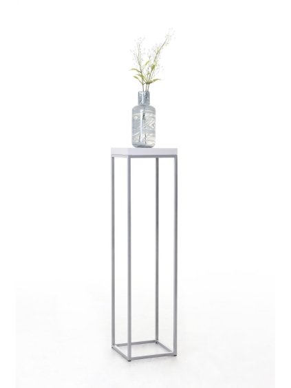 Podstavec PODEST, práškovaná ocel/pískovec, výška 100 cm, bílá/stříbrná
