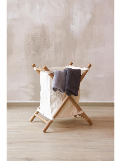Koš na prádlo LAUNDRA, bambus, výška 57 cm, natur