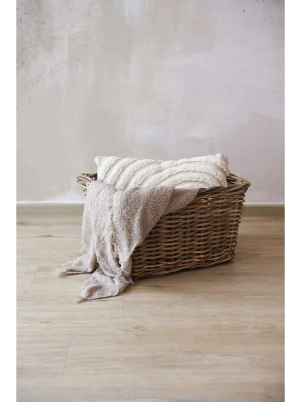 Dekorativní úložný koš CESTA, ratan, délka 50 cm, natur