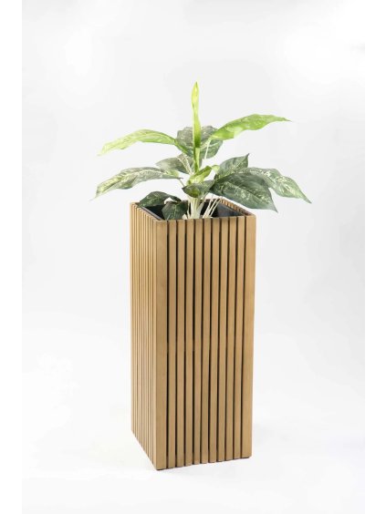 Dřevěný květináč BLOCK, akácie, výška 75 cm, hnědý
