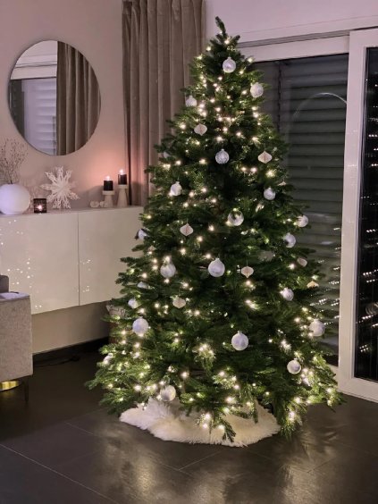 Umělý vánoční stromek NORDMANN LED, plast, výška 210 cm bez stojanu