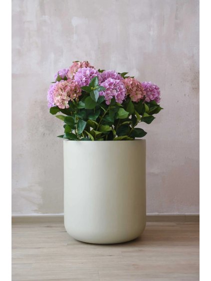 Kulatý květináč CHICO, sklolaminát, průměr 50 x výška 60 cm, béžový