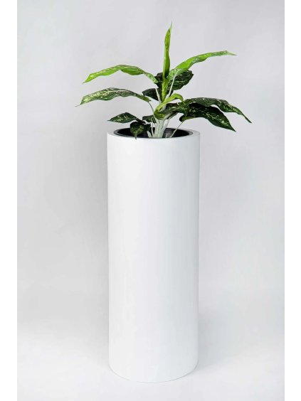 Kulatý květináč ESTRA, výška 90 cm, bílý mat