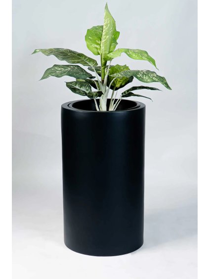 Kulatý květináč ESTRA, výška 60 cm, černý
