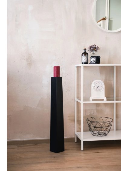 Váza/stojan na svíčky OBELISK, sklolaminát, výška 80 cm, černý mat