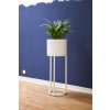 13404 12 kvetinac na vysokych nohach elevate round ocel vyska 69 cm bily mat