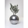 14019 8 stribrny kvetinac globo sklolaminat vyska 38 cm stribrna metaliza