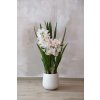 Umělá orchidej v krémovém květináči ORCHIDEA, výška 95 cm, bílo-růžová