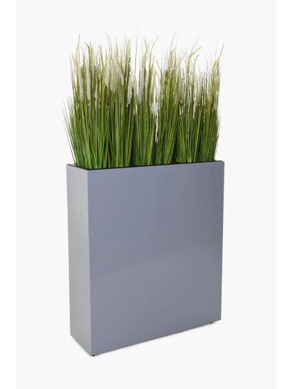 Kvetináč ELEMENTO, práškovaná oceľ, s kolieskami,šírka 88 cm, sivá
