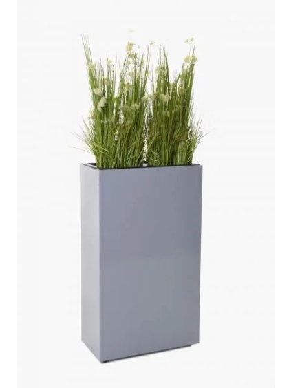 Kvetináč ELEMENTO, práškovaná oceľ, s kolieskami, šírka 59 cm, sivý