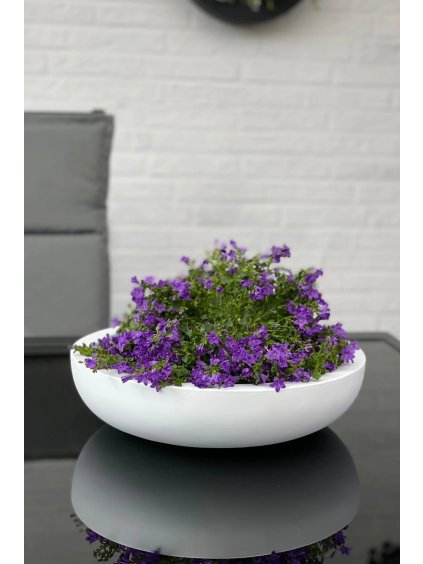 Okrasná miska PLANA, sklolaminát, 11xØ43 cm, biela