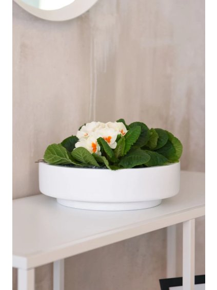 Kvetináč ESCADA LOW, sklolaminát, Ø 30 cm, biela