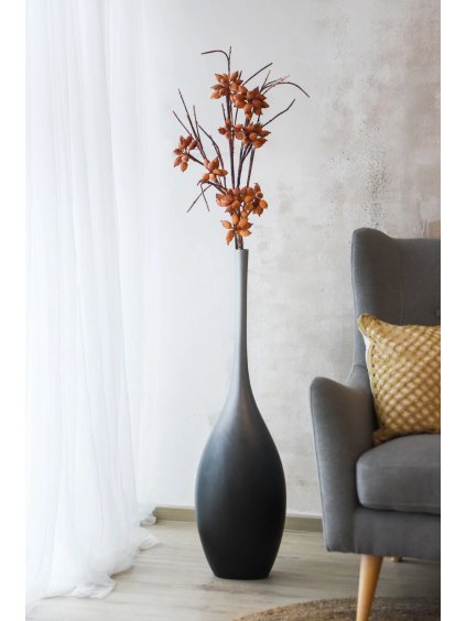 Váza CHANTAL, Váza CHANTAL sklolaminát, výška 100 cm, čierno-strieborná