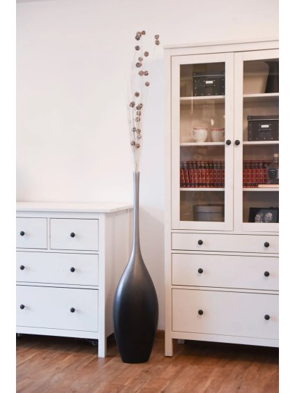 Váza CHANTAL, sklolaminát, výška 120 cm, čierno-strieborná