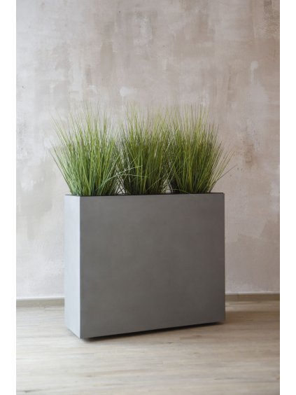 Kvetináč ELEMENTO na kolieskach, sklolaminát, šírka 88 cm, beton design sivá