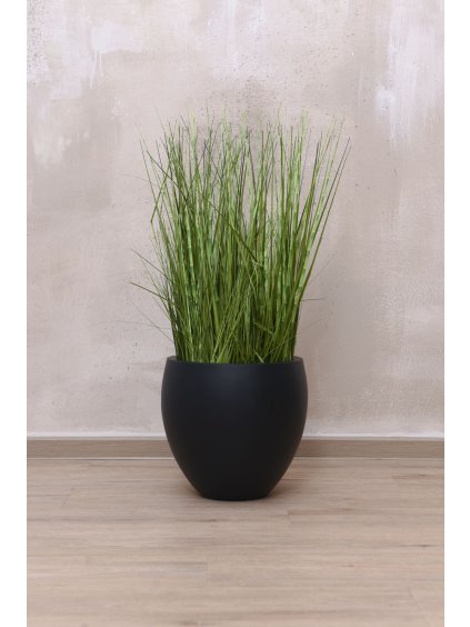 Okrúhly kvetináč PLUTO, sklolaminát, výška 30 cm, antracit