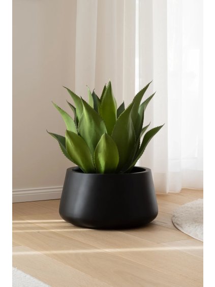 Kvetináč GORDO, sklolaminát, výška 21 cm, čierny