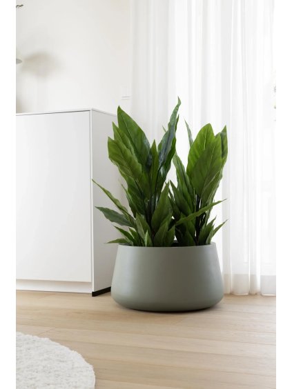 Kvetináč GORDO, sklolaminát, výška 29 cm, sivý