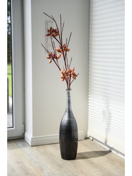 Váza DELGADA, sklolaminát, výška 56 cm, čierno-strieborná