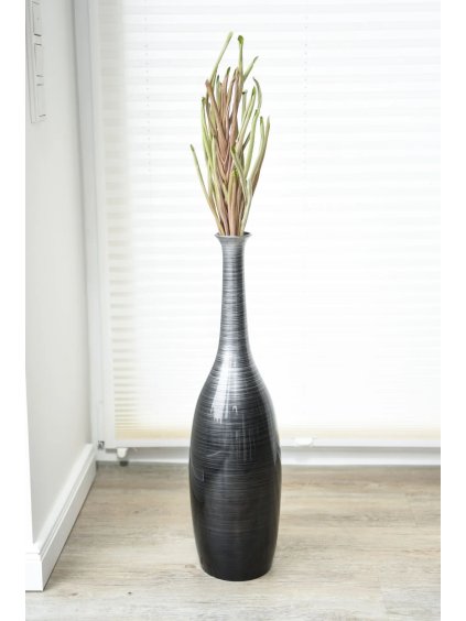 Váza DELGADA, sklolaminát, výška 65 cm, čierno-strieborná