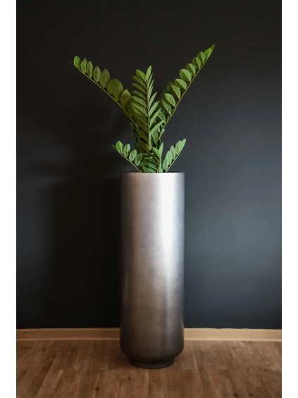 Luxusný kvetináč ESTABLE, sklolaminát, horný priemer 34 x výška 100 cm, strieborný