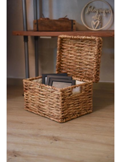 Dekoračný box KIRA, vodný hyacint, šírka 34 cm, natur