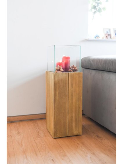 5296 dekorativny svietnik stlp candela drevo vyska 80 cm hnedy candela