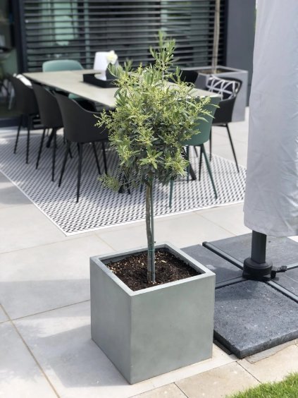 pflanzkuebel block fiberglas beton design grau 40 40 40 terrasse 1