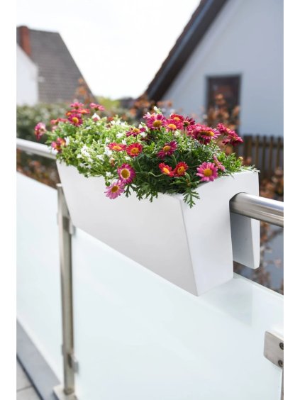 Balkónový kvetináč BALKONA CLASSIC, sklolaminát, šírka 60 cm, biely, outlet