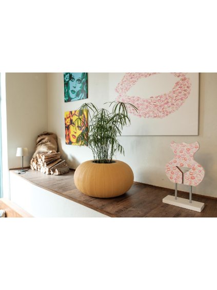 Okrúhly kvetináč do interiéru PUMPKIN, šírka 75 cm, žltá, outlet