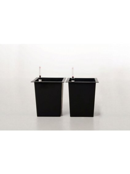 2-set hranatých plastových vložiek so samozavlažovacím setom, 32*29*29 cm, čierny