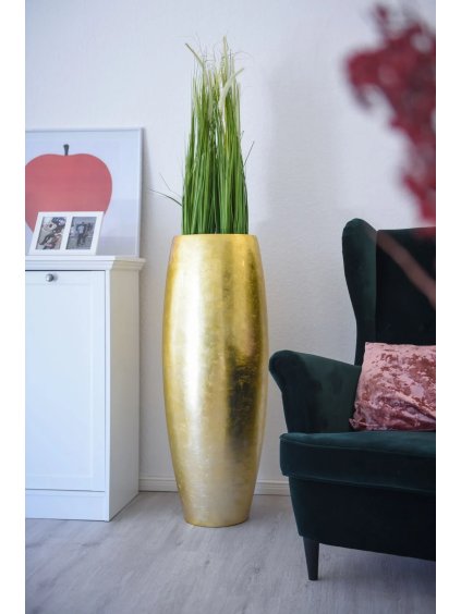 Kvetináč MAGNUM, sklolaminát, výška 116 cm, zlatý lesk