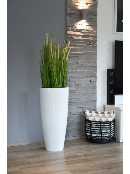 Kvetináč CITY, sklolaminát, výška 80 cm, biely lesk