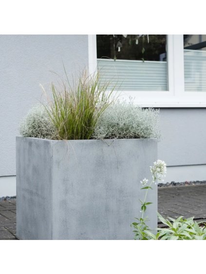 Kvetináč BLOCK, sklolaminát, 60x60x60 cm, betón design